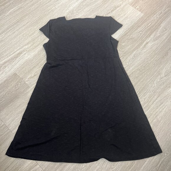 Toad & Co Rosemarie Dress Size XL Organic Cotton Blend Cap Sleeve V Neck Black - Picture 3 of 3